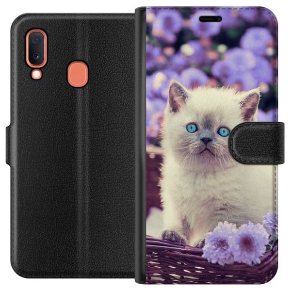 Kompatibelt Plånboksfodral till Samsung Galaxy A20e Katt