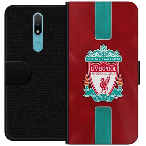 Nokia 2.4 Lompakkokotelo Liverpool FC - Klassinen jalkapallourheilu Punaisena