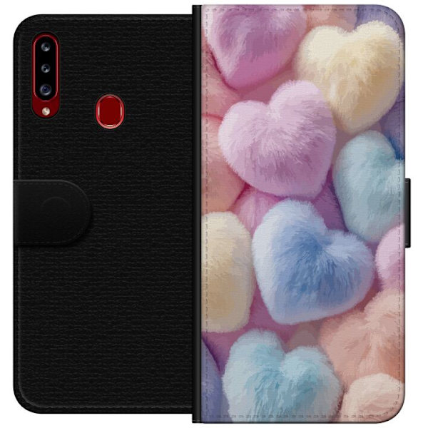 Samsung Galaxy A20s Tegnebogsetui Hjerter Kærlighed Grafisk Design Romantisk Motiv Populær Symbol Grafisk Mønster Dekoration