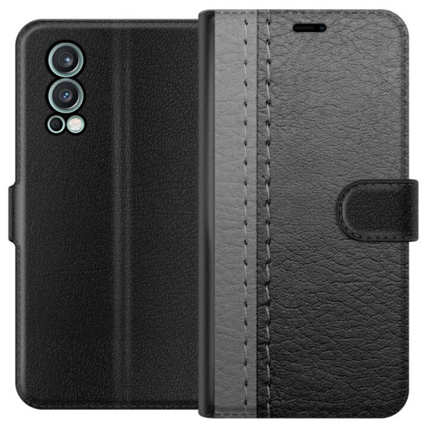 OnePlus Nord 2 5G Plånboksfodral Black & Grey Leather