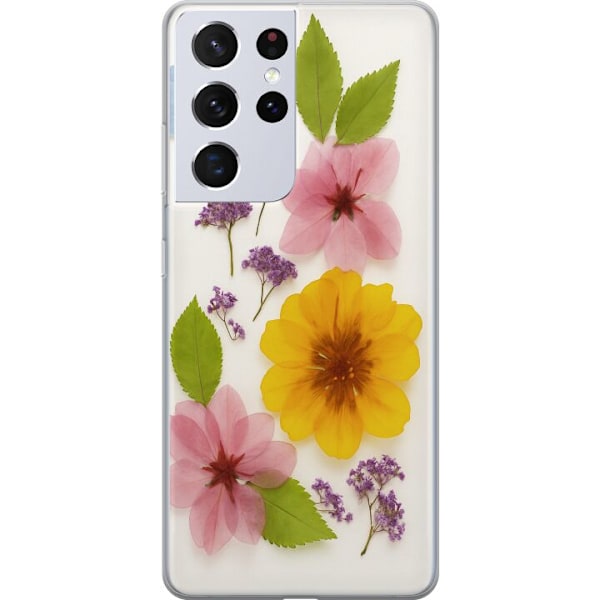 Samsung Galaxy S21 Ultra 5G Genomskinligt Skal Pressade blommor