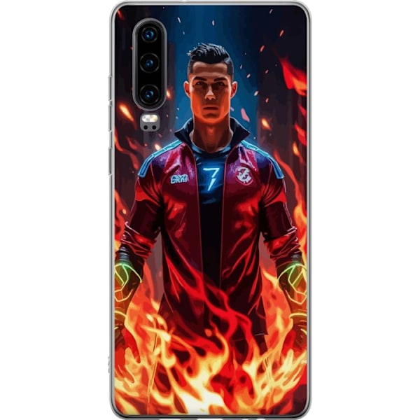 Huawei P30 Läpinäkyvä kuori Ronaldo Inferno - jalkapallolegenda liekeissä