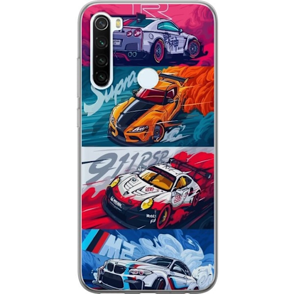 Xiaomi Redmi Note 8 Läpinäkyvä kuori Nopeat Autot - Piirretty Kuvio Toiminnalla