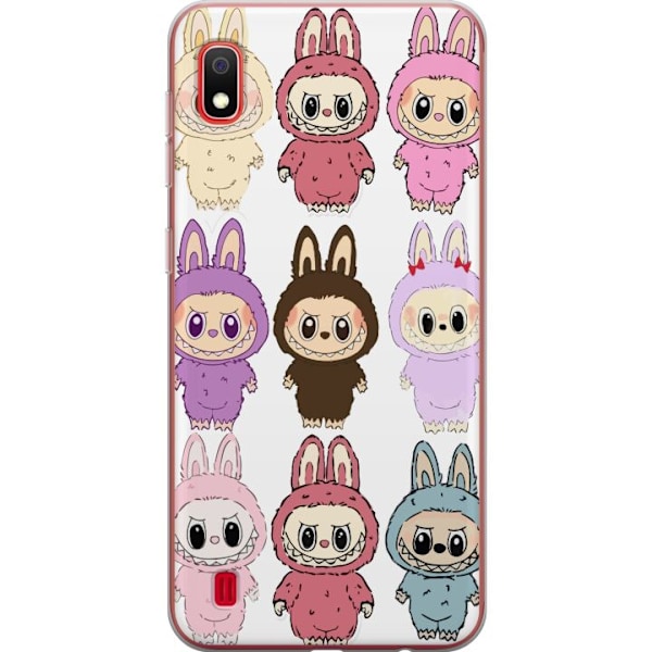 Samsung Galaxy A10 Genomskinligt Skal Labubu Pink Monster – Popkonst med Kawaii-touch