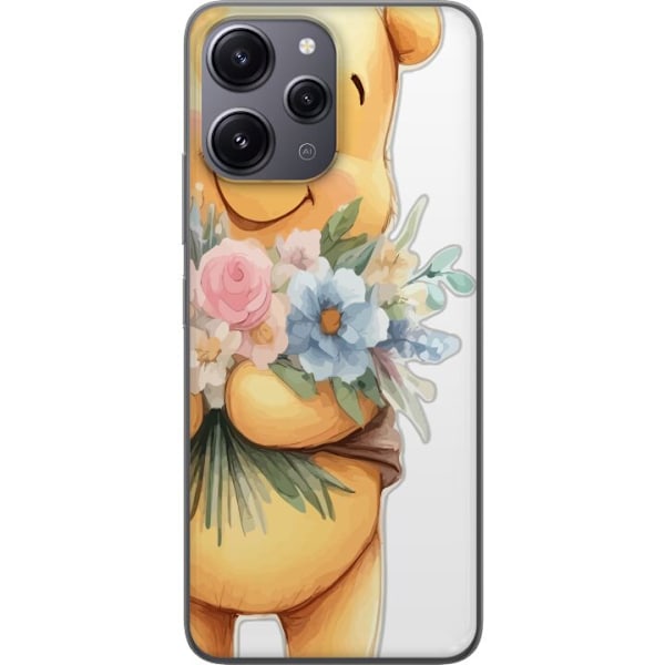 Xiaomi Redmi 12 Genomskinligt Skal Nalle Puh med blommor – k
