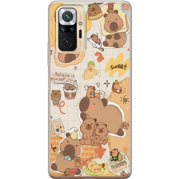 Xiaomi Redmi Note 10 Pro Genomskinligt Skal Kawaii capybara mobilskal med gulliga djurmotiv