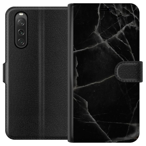 Sony Xperia 10 V Plånboksfodral Svart marmor