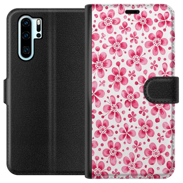 Kompatibelt Lommeboketui til Huawei P30 Pro Asurblå flora