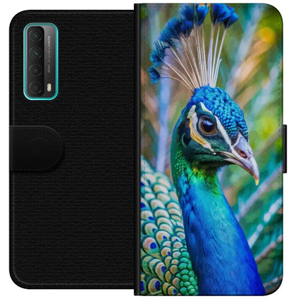 Huawei P smart 2021 Tegnebogsetui Påfugle Fjer Farverig Design Fuglemotiv Eksotisk Grafisk Motiv Natur Luksuriøs Dekoration