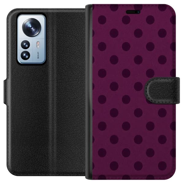 Kompatibelt Plånboksfodral till Xiaomi 12 Pro Plum Pop Dots lila