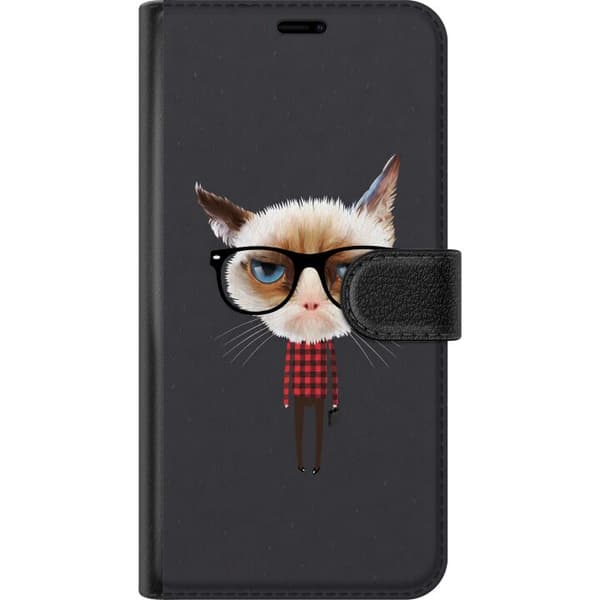 Kompatibel Tegnebogsetui til OnePlus Nord Grå kattegrafik grå