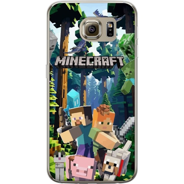 Samsung Galaxy S6 Läpinäkyvä kuori Minecraft-matkapuhelinkotelo metsällä ja pikselityylisillä hahmoilla