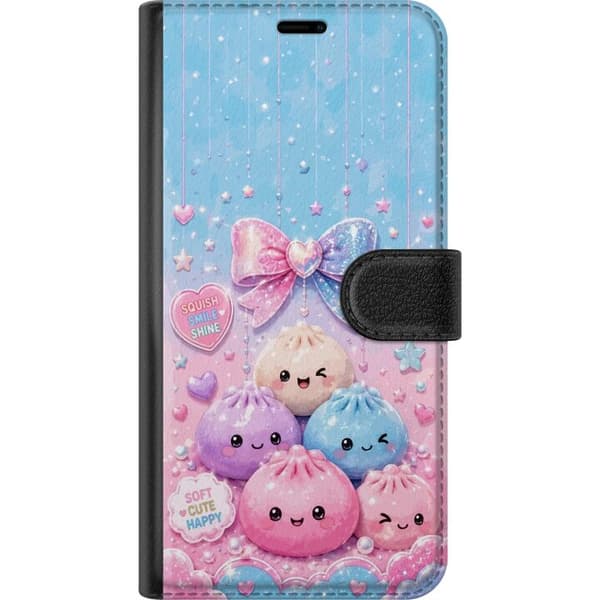 Kompatibel Tegnebogsetui til Apple iPhone 7 Plus Søde pastel figurer med stor sløjfe, hjerter og stjerner i rosa og blå nuancer pink