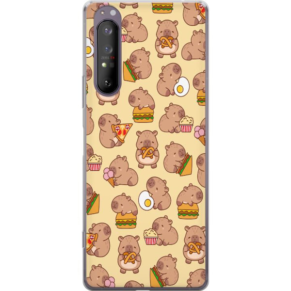 Sony Xperia 1 II Genomskinligt Skal Kawaii capybara mobilskal med flera söta figurer