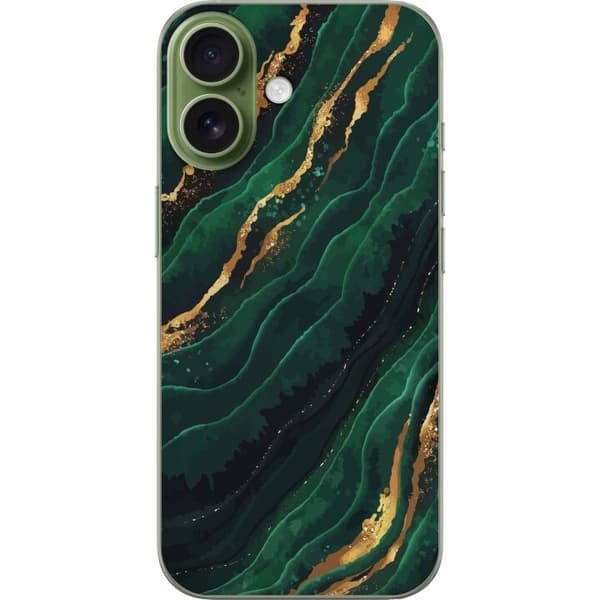 Kompatibelt Mobilskal till Apple iPhone 17 Marmor Guld Grön
