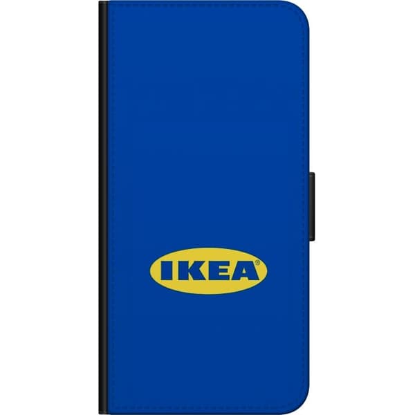 Kompatibel Tegnebogsetui til Xiaomi Redmi Note 9S Blå baggrund med gul IKEA-logo i minimalistisk grafisk design blå