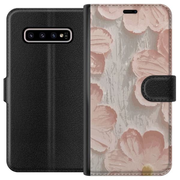 Kompatibelt Lommeboketui til Samsung Galaxy S10+ Rosa Blomster