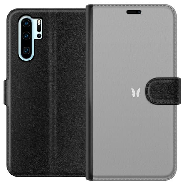 Kompatibel Tegnebogsetui til Huawei P30 Pro Grå Sommerfugl
