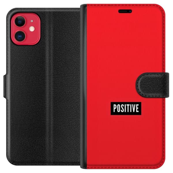 Kompatibelt Plånboksfodral till Apple iPhone 11 Positive text röd