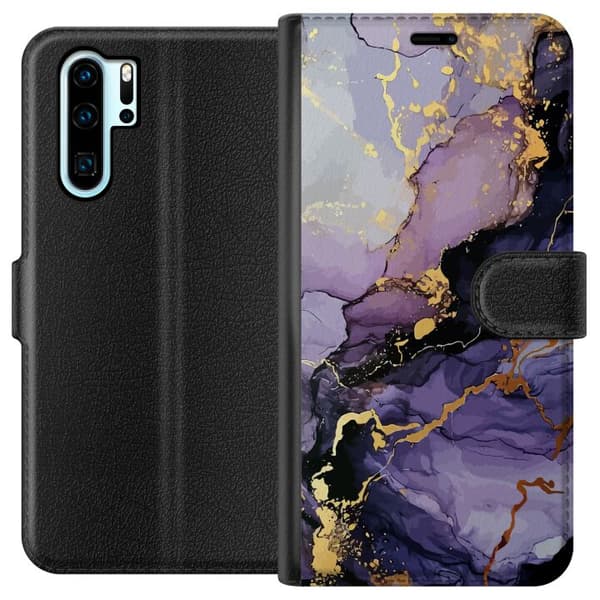 Kompatibelt Lommeboketui til Huawei P30 Pro Lilla Marmor