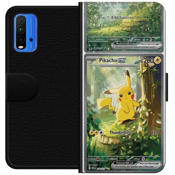 Kompatibelt Plånboksfodral till Xiaomi Redmi Note 9 4G Pikachu grön
