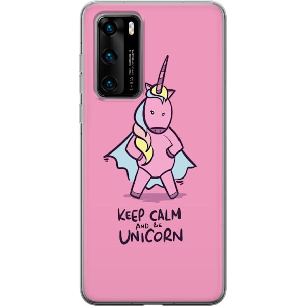 Huawei P40 Genomskinligt Skal Keep Calm Enhörning