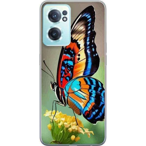 OnePlus Nord CE 2 5G Genomskinligt Skal Fjäril Natur Sommar Motiv Vingar Färgstark Design Populär Dekor Grafiskt Exotiskt Tema