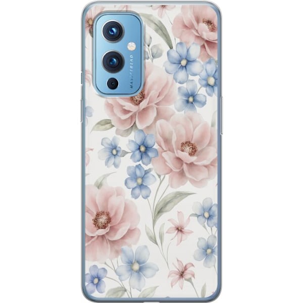 OnePlus 9 Läpinäkyvä kuori Romanttiset kukat