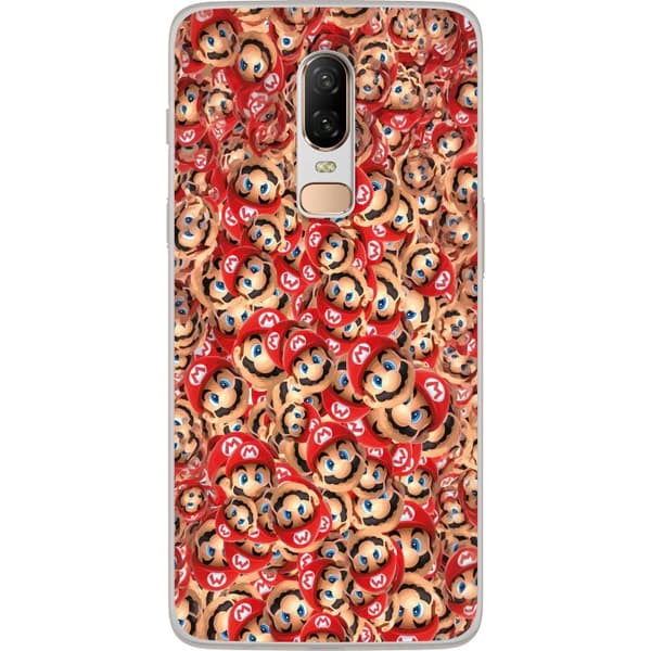 Kompatibelt Mobildeksel til OnePlus 6 Super Mario mönster rød