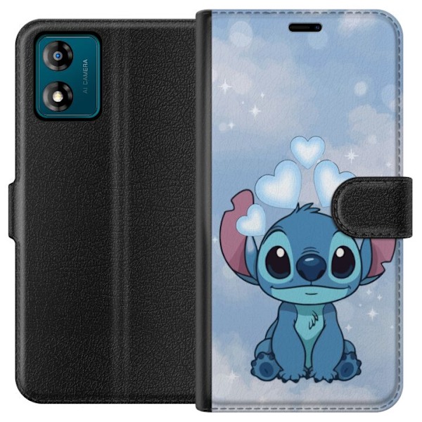 Motorola Moto E13 Lompakkokotelo Stitch Hyppäävä Ilo - Hauska Suunnittelu Lahjalle