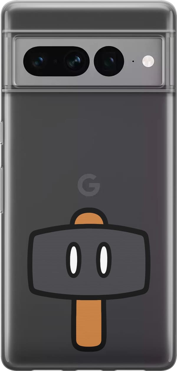 Kompatibel Mobilcover til Google Pixel 7 Pro Sort spillehammer - Sort motiv med sort hammer. sort
