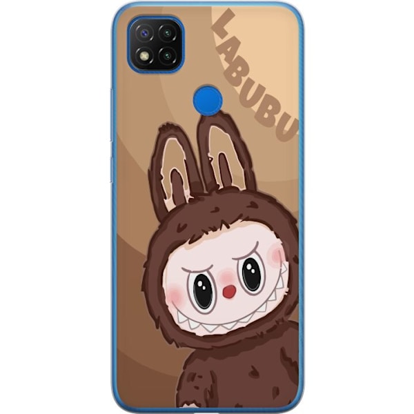 Xiaomi Redmi 9C Gjennomsiktig deksel Labubu Sky Kosebamse - Hvit og Blå Design med Søt Stil