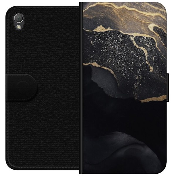 Sony Xperia Z3 Tegnebogsetui Sort guld abstrakt