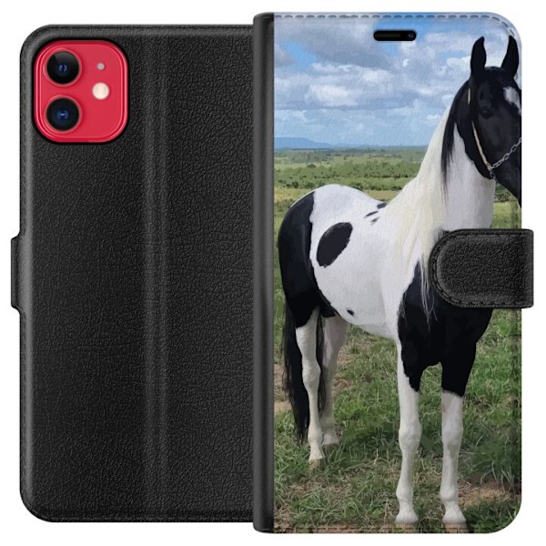 Apple iPhone 11 Plånboksfodral Hästmagi – stiliserad häst i lugn färgskala