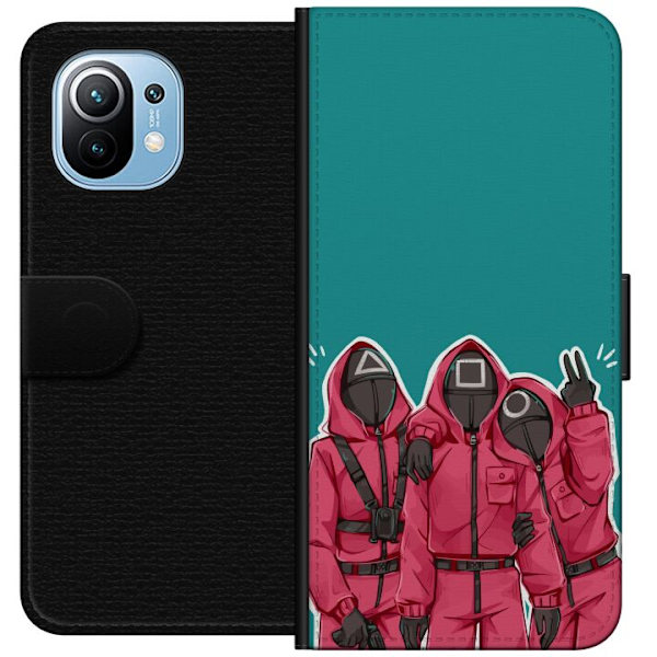 Xiaomi Mi 11 Tegnebogsetui Squid Game Karakterer Grafisk Design Seriefigurer Populær TV Motiv Asiatisk Stil Spændende Trend