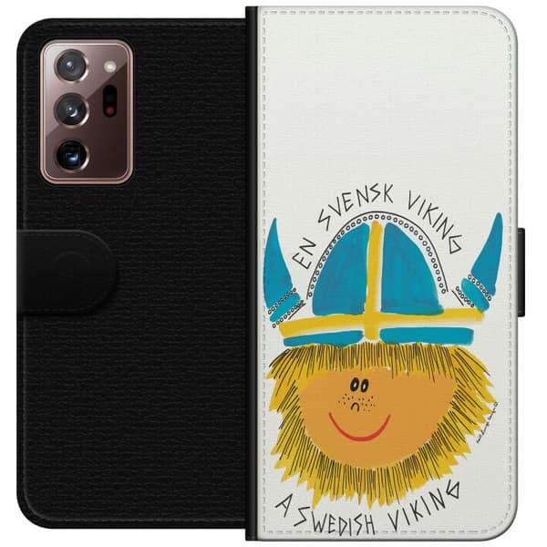 Kompatibelt Plånboksfodral till Samsung Galaxy Note20 Ultra Svensk viking vit