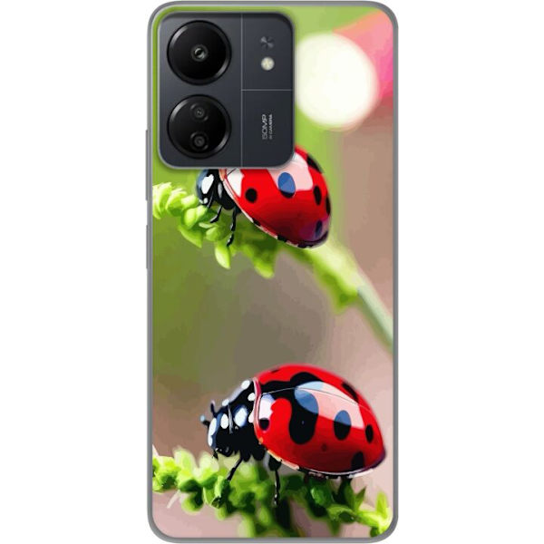 Xiaomi Redmi 13C Genomskinligt Skal Nyckelpiga Insekt Lycka Symbol Naturmotiv Populärt Grafiskt Motiv Dekoration Sommar Tur