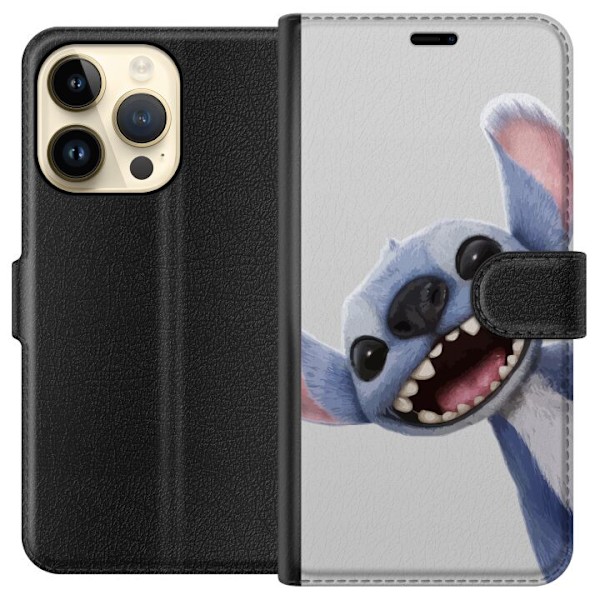 Apple iPhone 14 Pro Tegnebogsetui Stitch i fart - Kawaii-design til fans & børn