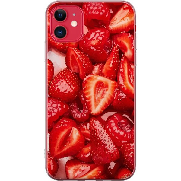 Apple iPhone 11 Läpinäkyvä kuori Mansikkakuviointi - makea