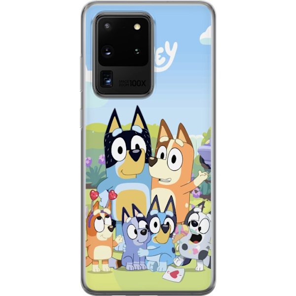 Samsung Galaxy S20 Ultra Genomskinligt Skal Bluey mobilskal med hela familjen i färgglad design