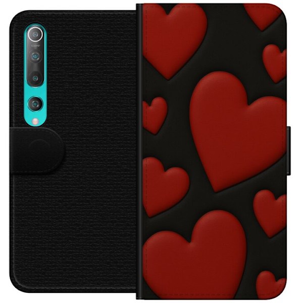 Xiaomi Mi 10 5G Lompakkokotelo Punaiset Samettisydämet