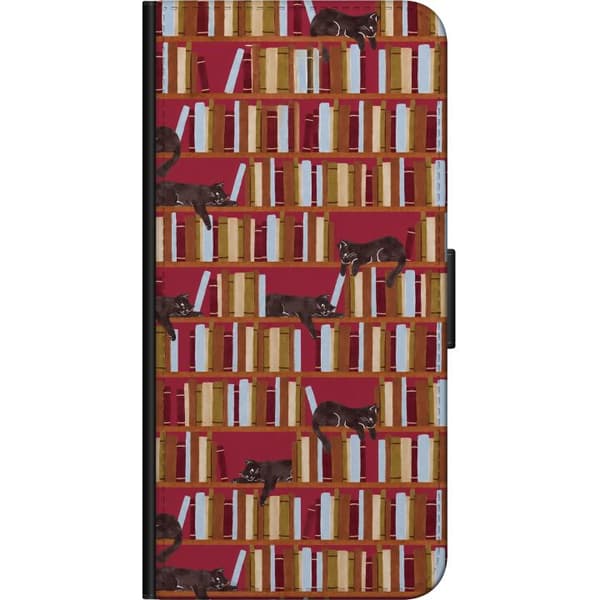 Kompatibelt Plånboksfodral till OnePlus 7 Pro Röd biblioteksgrafik röd