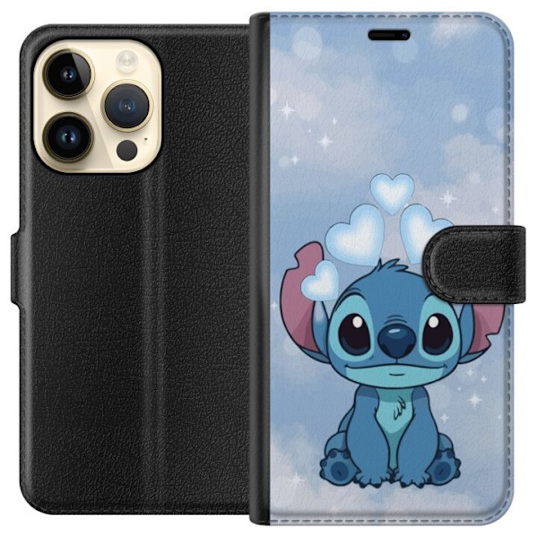 Apple iPhone 14 Pro Plånboksfodral Stitch Hoppande Glädje – Rolig Design för Present
