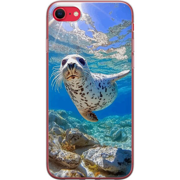 Apple iPhone SE (2020) Genomskinligt Skal Säl Hav Simmande Djurmotiv Natur Vattenmotiv Blå Design Marint Tema Populärt Motiv Djurliv