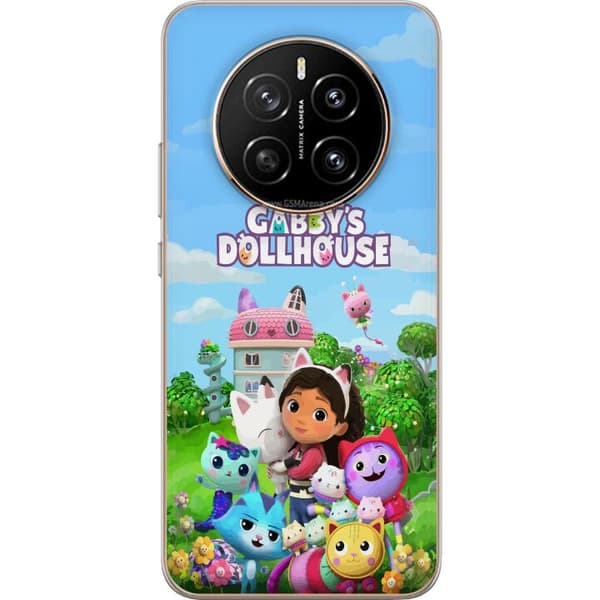 Kompatibelt Mobilskal till Honor Magic7 Gabby med kattvänner framför dockhuset rosa
