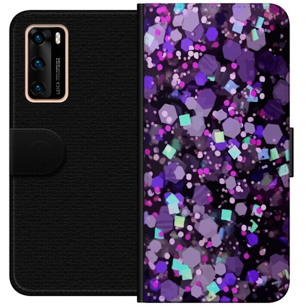 Huawei P40 Lommeboketui Lilla Glitter