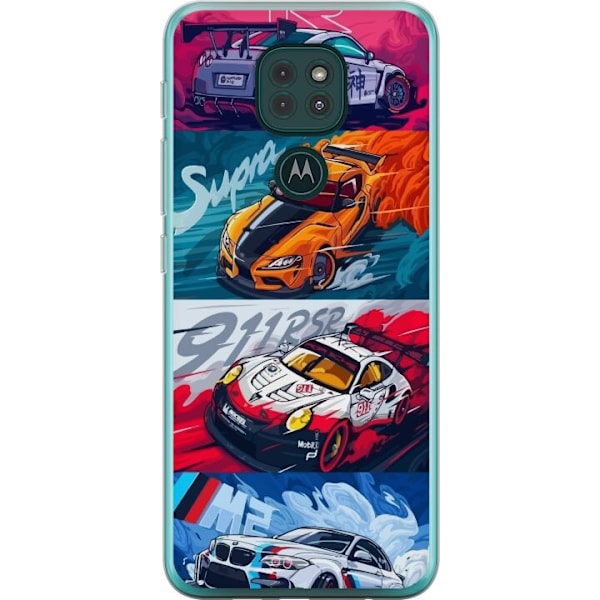 Motorola Moto G9 Play Läpinäkyvä kuori Nopeat Autot - Piirr