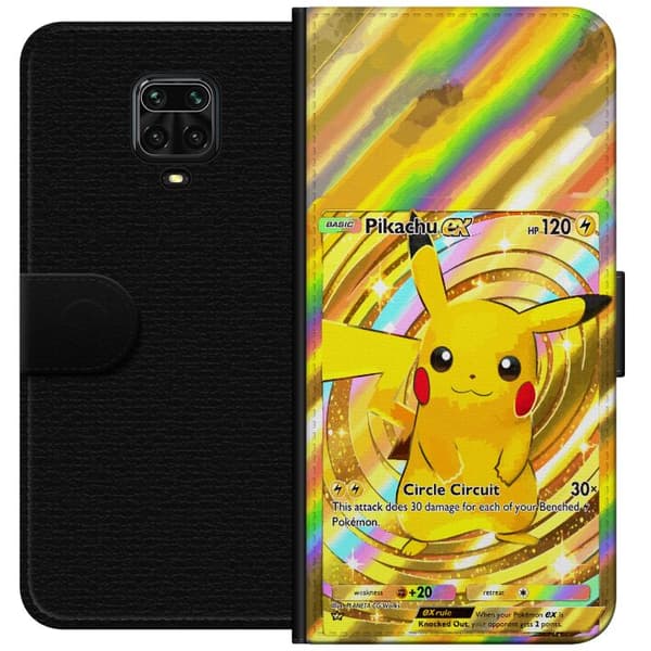 Kompatibelt Lommeboketui til Xiaomi Redmi Note 9S Gullig Pikachu EX samlebilde med regnbueeffekter gull