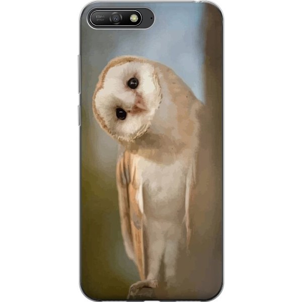 Huawei Y6 (2018) Genomskinligt Skal Uggla Nyfiken Blick Fågelmotiv Skog Natur Grafiskt Design Populärt Motiv Djur Tema Dekoration