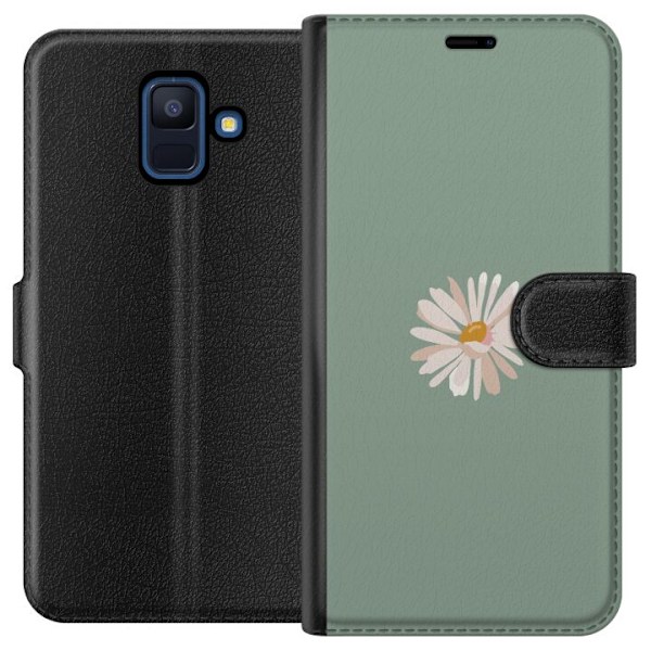 Samsung Galaxy A6 (2018) Lompakkokotelo Vihreä Minimalikukka